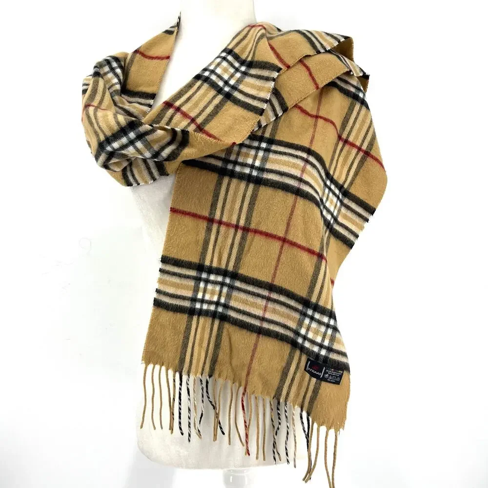 V. Fraas Cashmink Plaid nova check‎ tassel Rectangle Winter Scarf